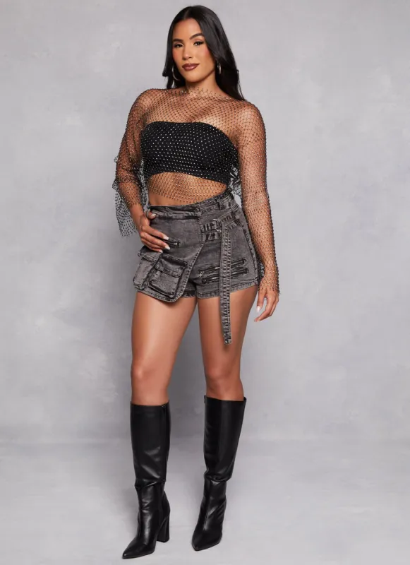Daisy Strappy Cargo Pocket Denim Skort sold by Rainbow