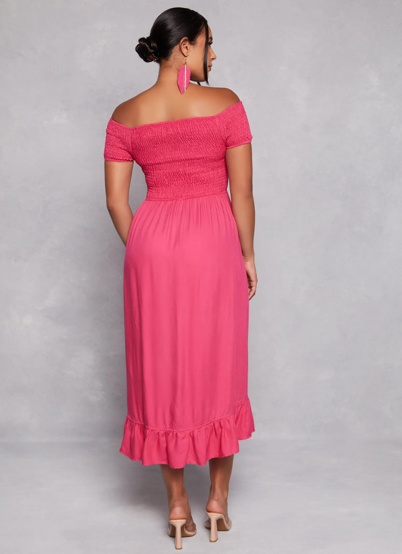 Off The Shoulder Smocked Tulip Hem Dress sold by Rainbow product image thumbnail 3