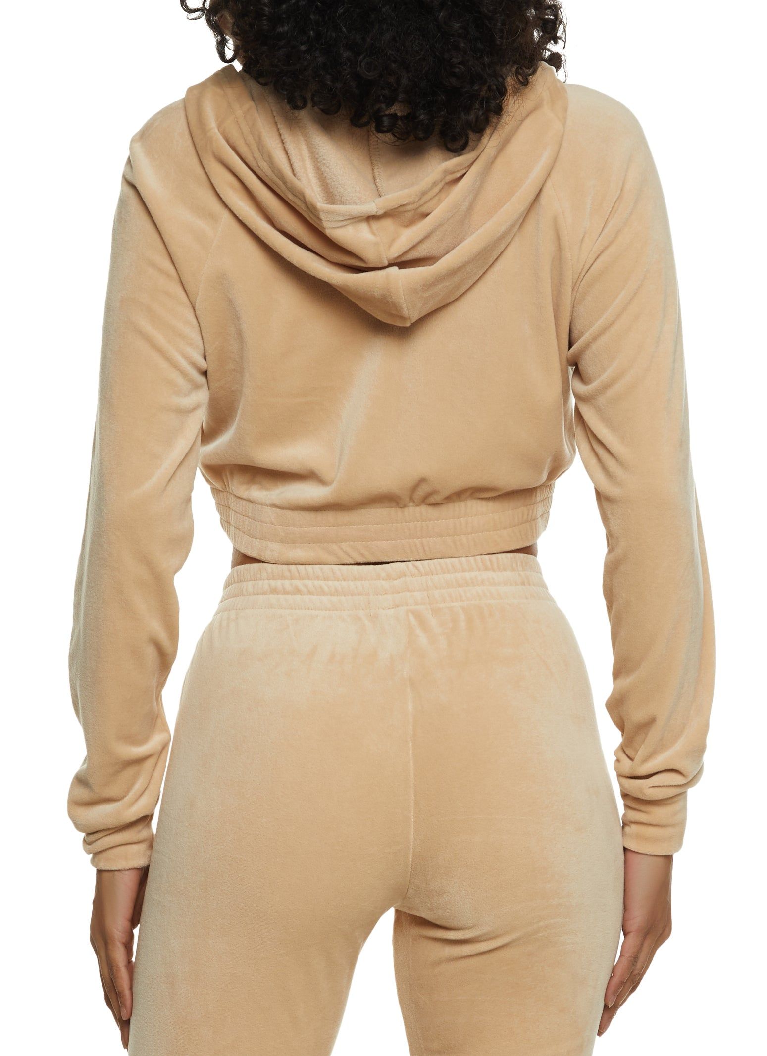 Velour Cropped Zip Front Hoodie sold by Rainbow product image thumbnail 3