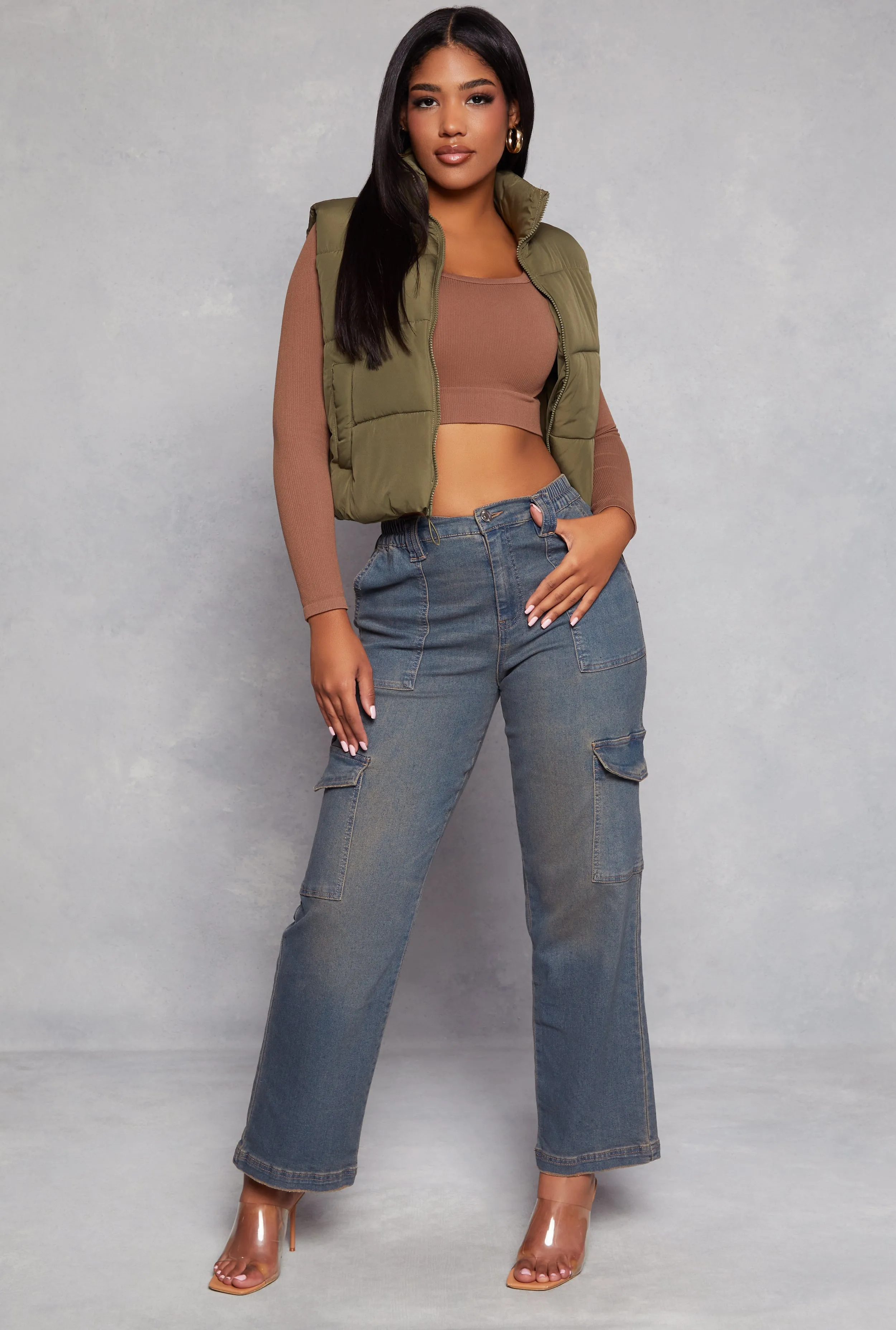 Almost Famous Zip Front Puffer Vest sold by Rainbow product image thumbnail 2