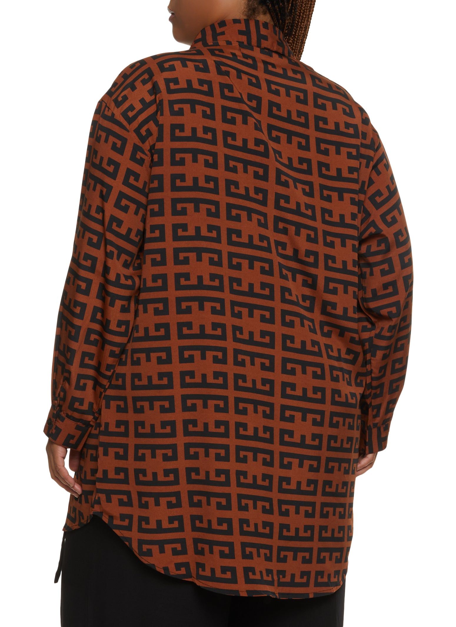 Plus Size Greek Key Print Button Front Tunic Shirt sold by Rainbow product image thumbnail 2