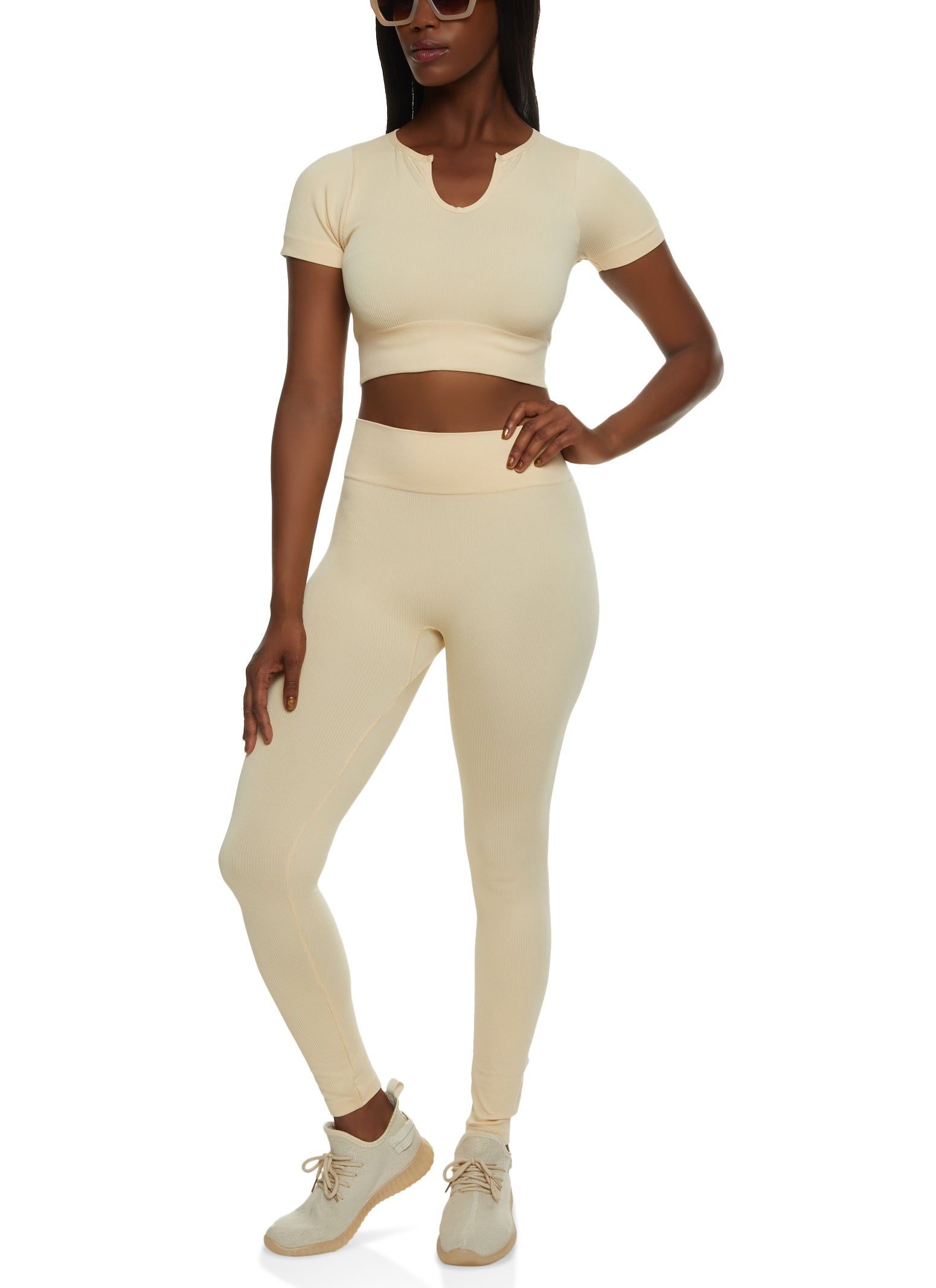Compression Rib Notch Neck Crop Top sold by Rainbow product image thumbnail 2