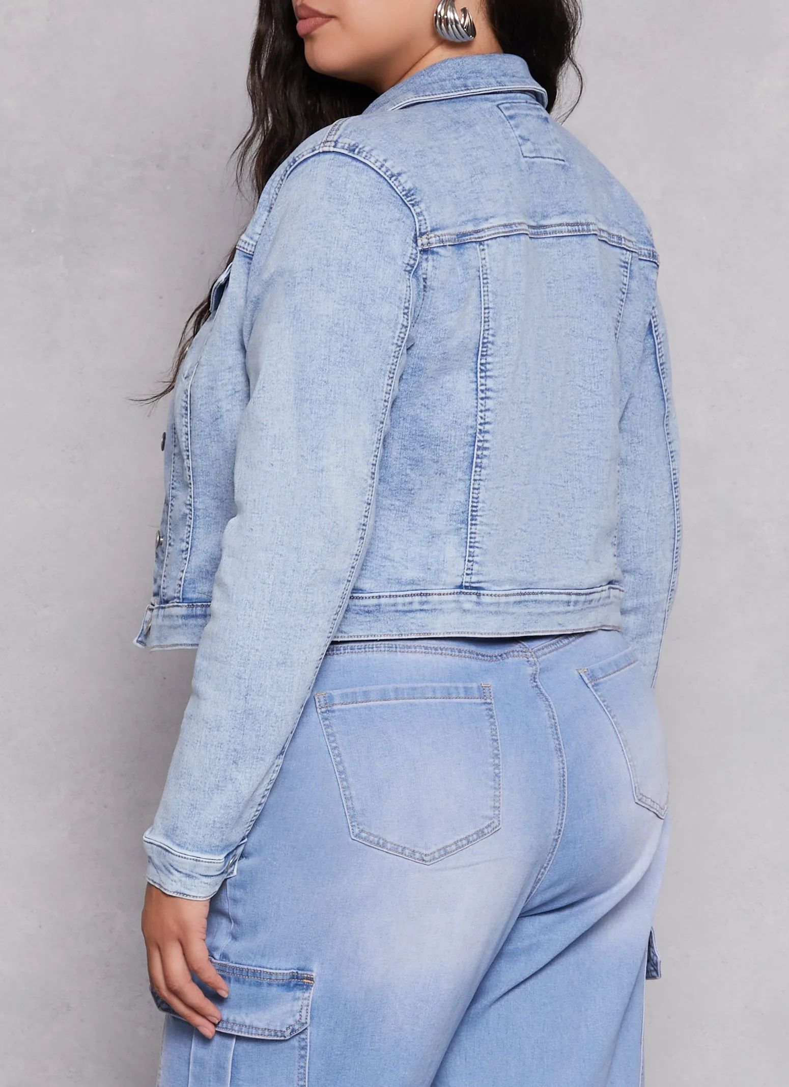 Plus Size WAX Acid Wash Denim Jacket sold by Rainbow product image thumbnail 3