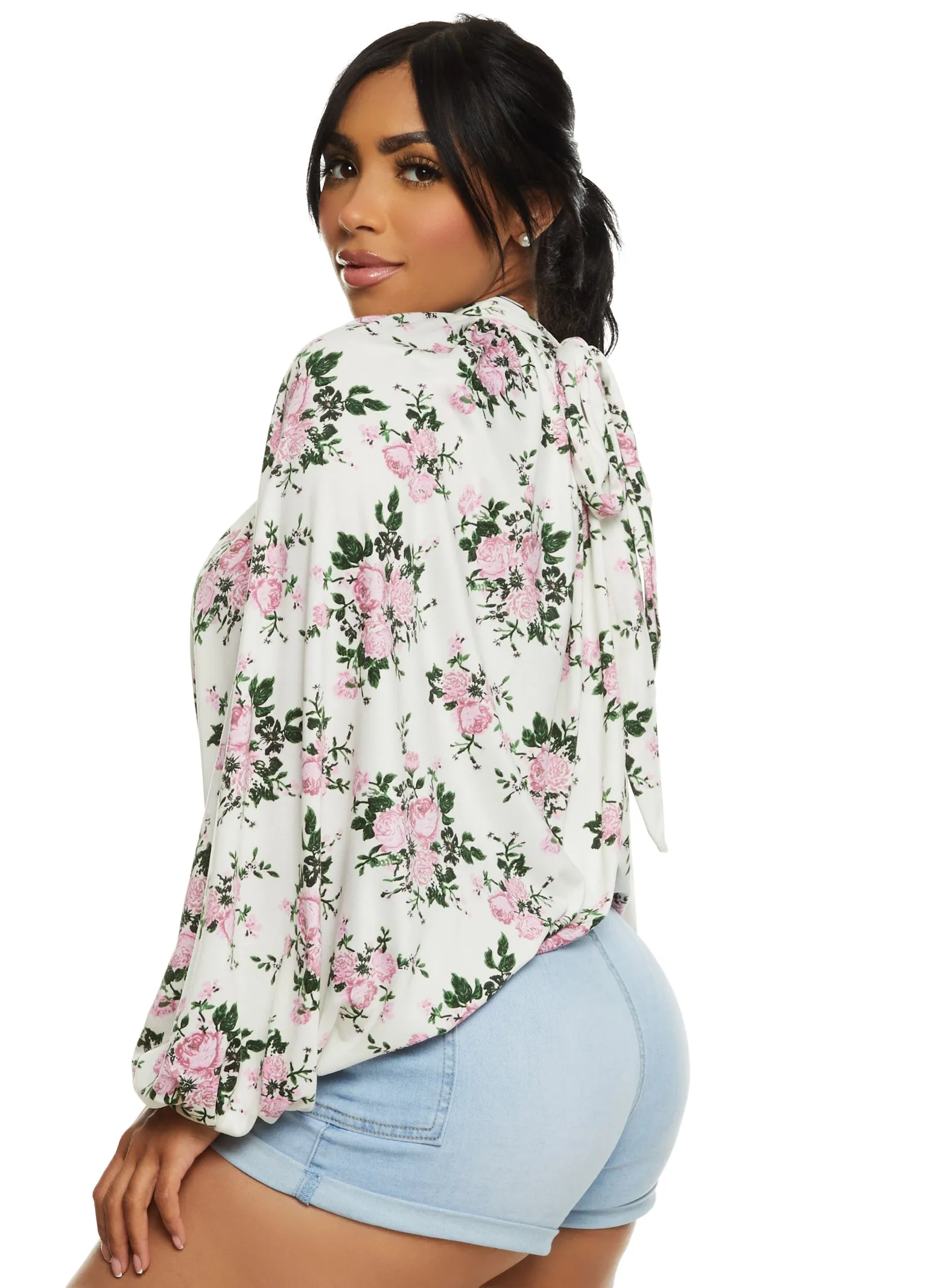Floral Print Mock Neck Long Sleeve Top sold by Rainbow product image thumbnail 2