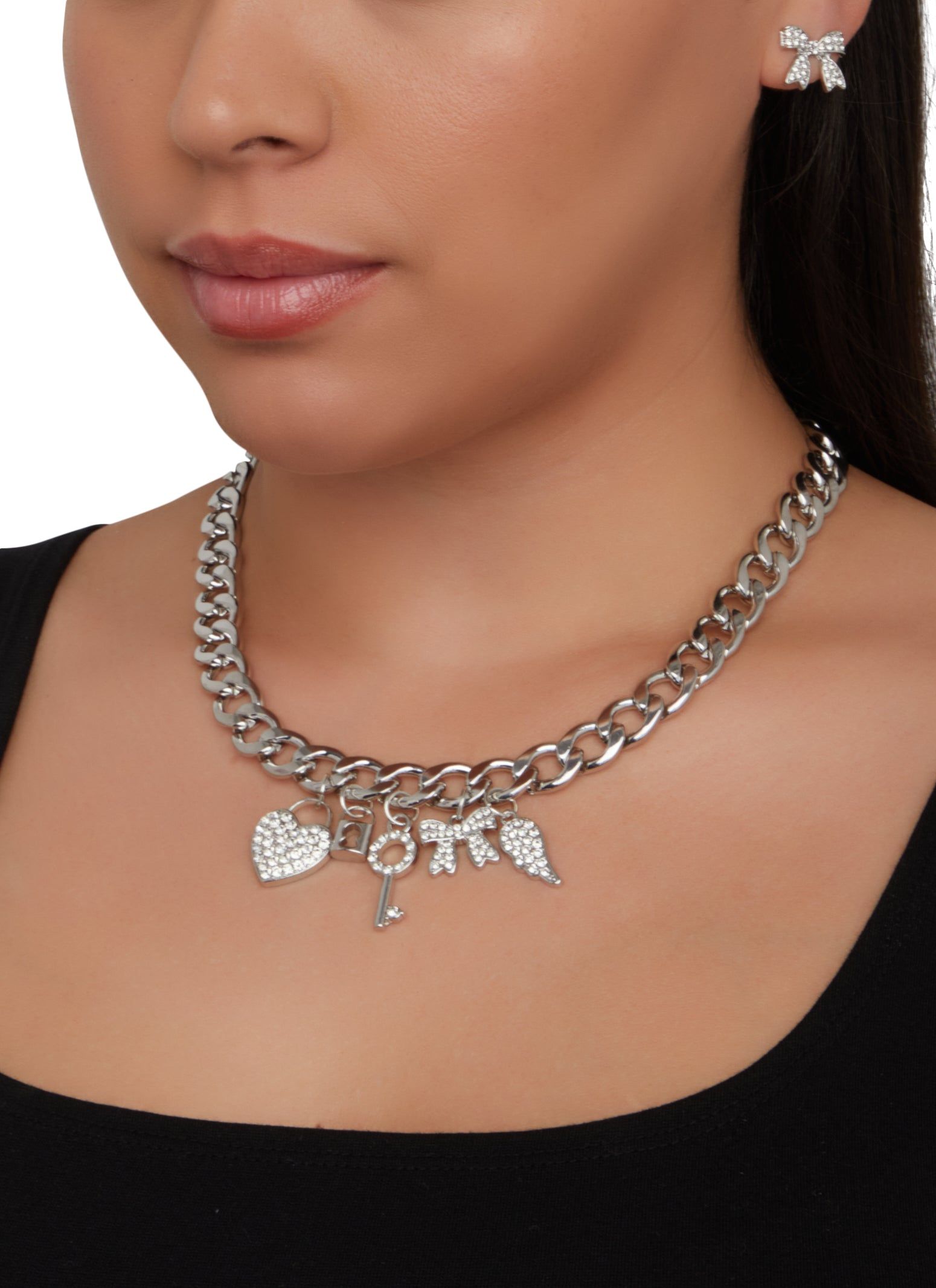 Rhinestone Charm Necklace with Bracelet and Earrings sold by Rainbow product image thumbnail 2