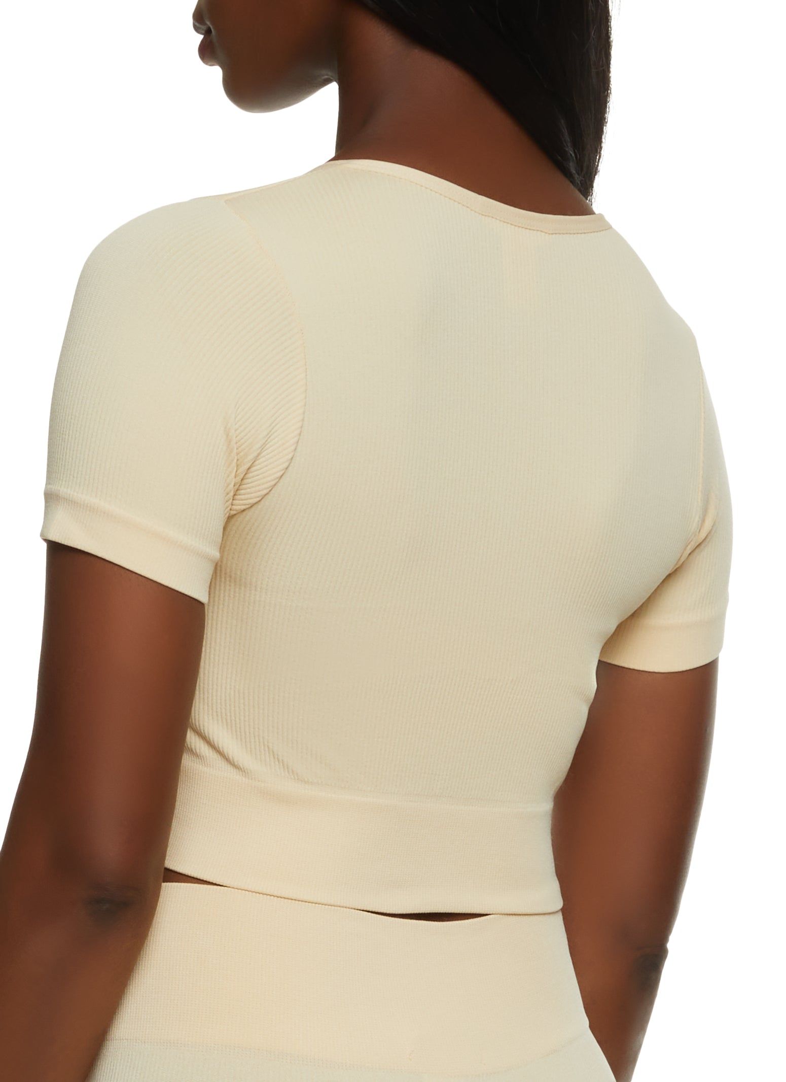Compression Rib Notch Neck Crop Top sold by Rainbow product image thumbnail 3