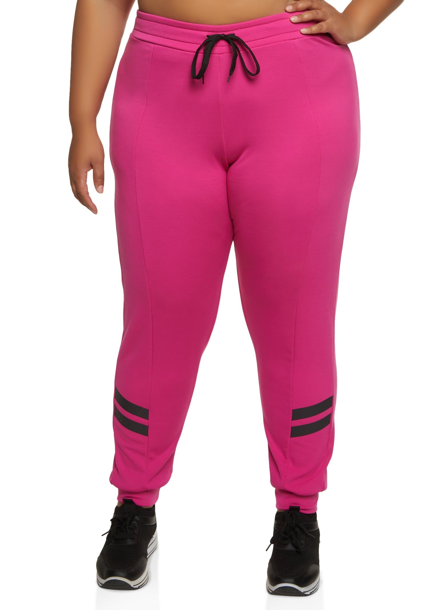 Plus Size Varsity Stripe Detail High Waist Joggers sold by Rainbow