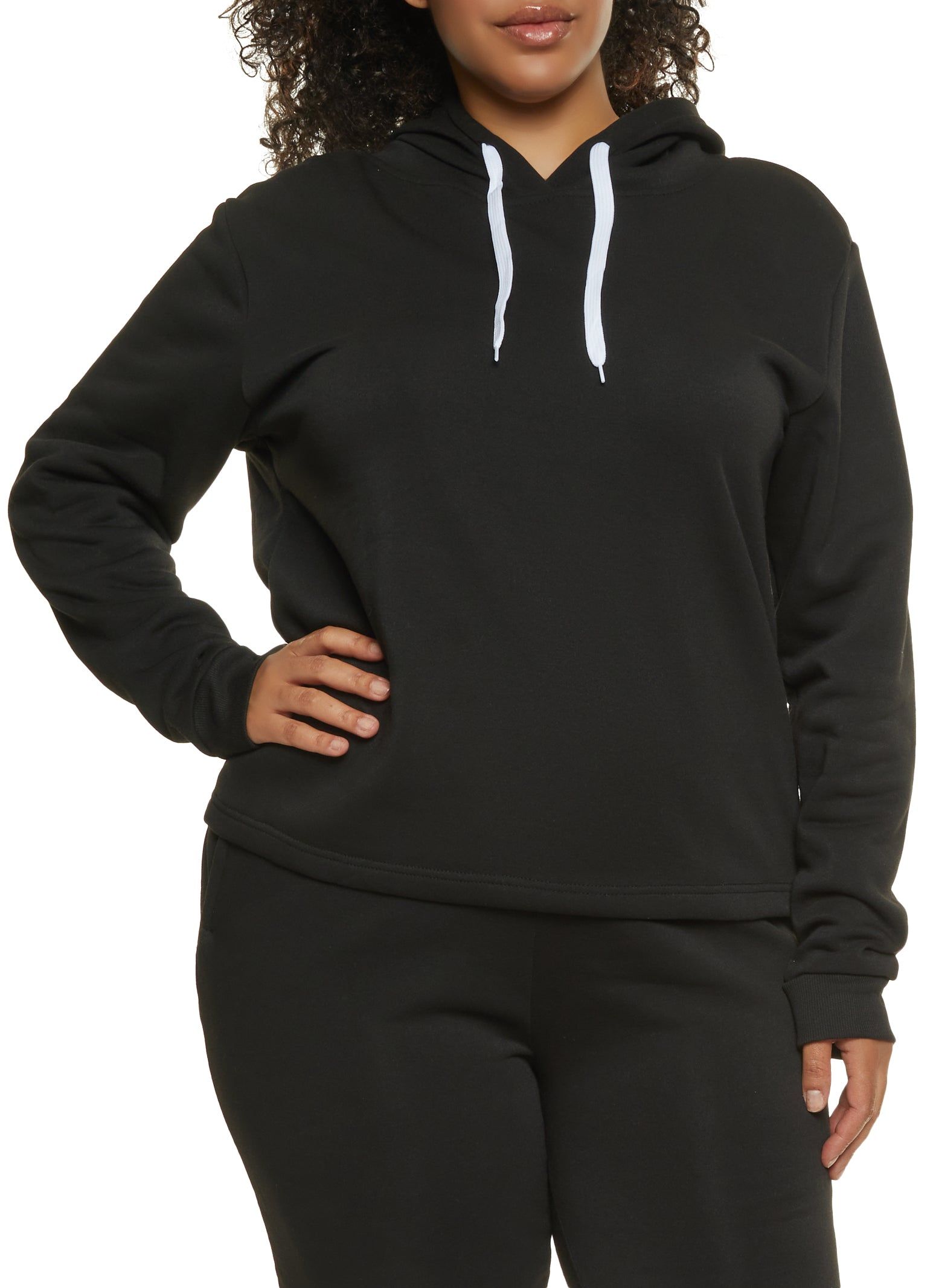 Plus Size Solid Pullover Hoodie sold by Rainbow