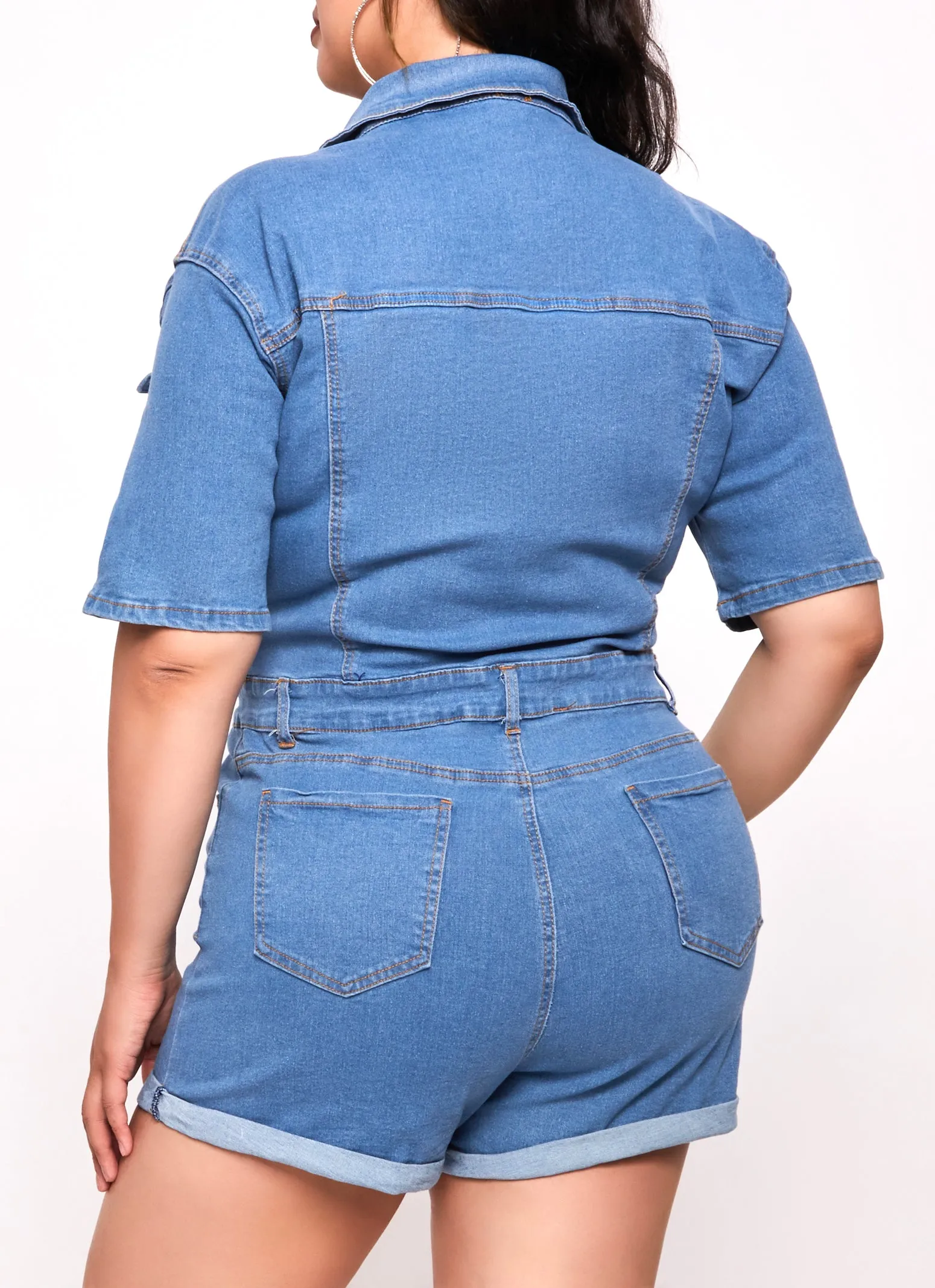 Plus Size Daisy Denim Utility Romper sold by Rainbow product image thumbnail 3