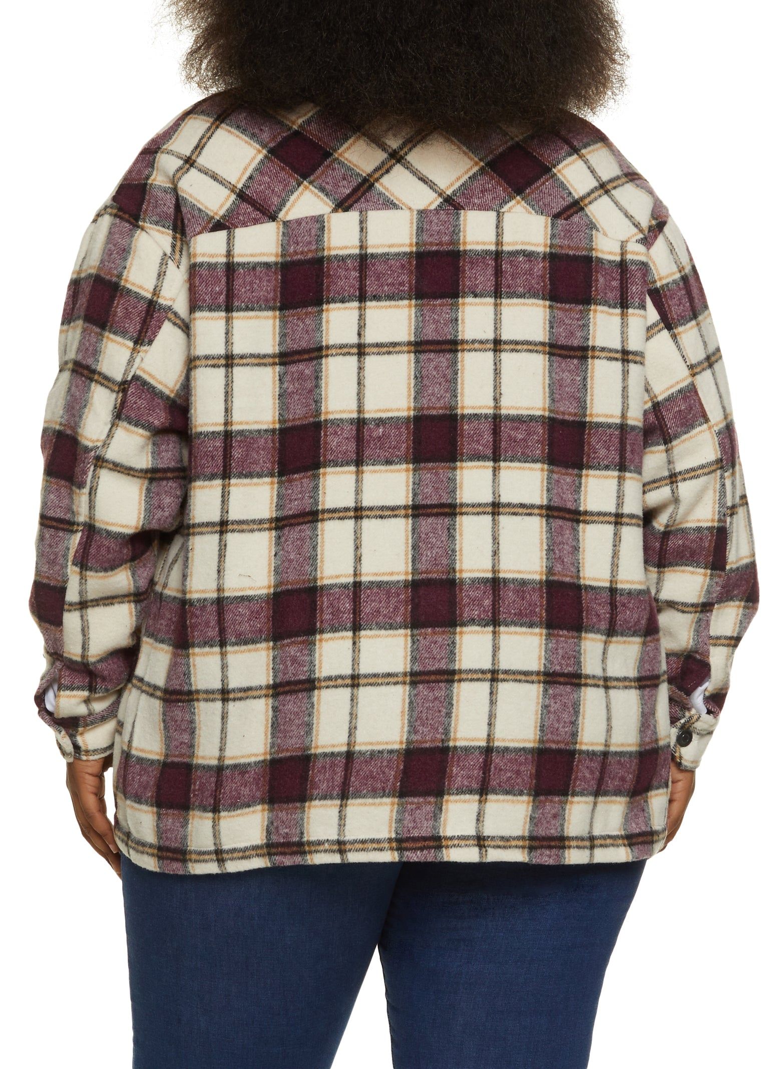 Plus Size Plaid Brushed Knit Shacket sold by Rainbow product image thumbnail 3