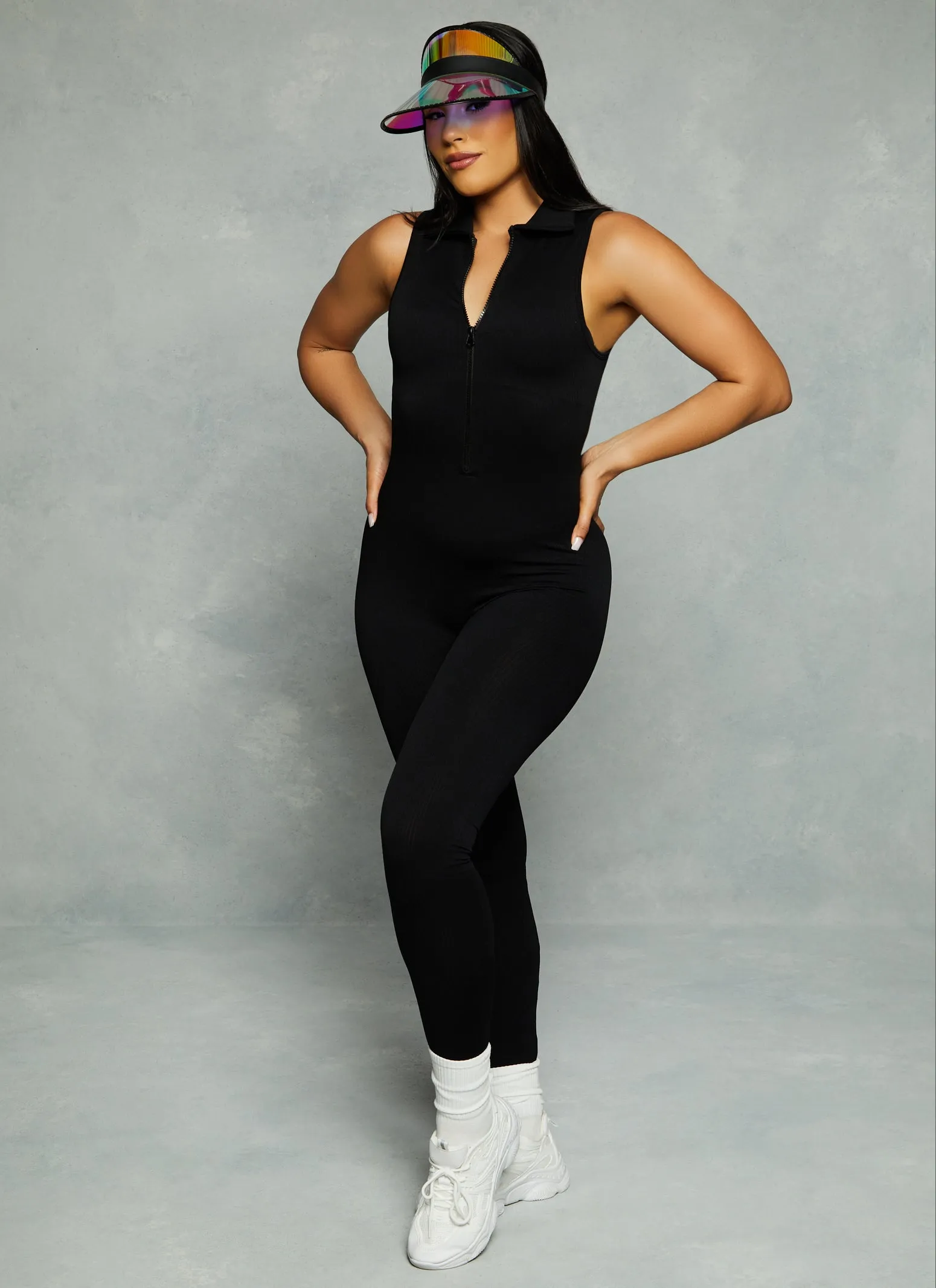 Seamless Half Zip Collared Catsuit sold by Rainbow