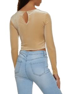 Velvet Mesh Corset Detail Long Sleeve Top sold by Rainbow