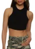 Rib Knit Cropped Racerback Tank Top sold by Rainbow
