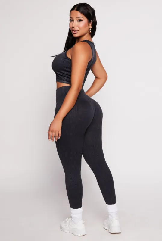 Daisy Seamless Ribbed High Waisted Leggings sold by Rainbow