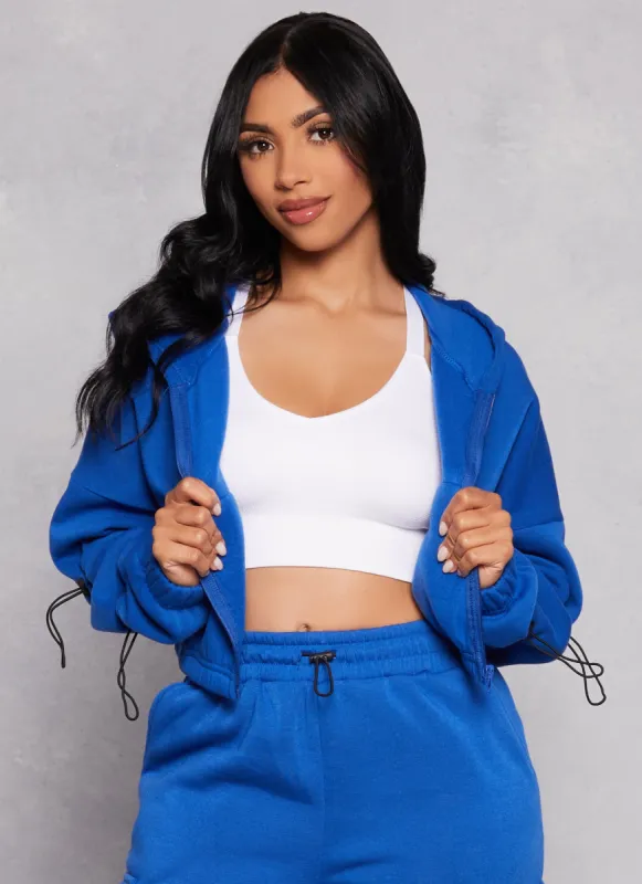 Fleece Toggle Drawstring Zip Front Hoodie sold by Rainbow