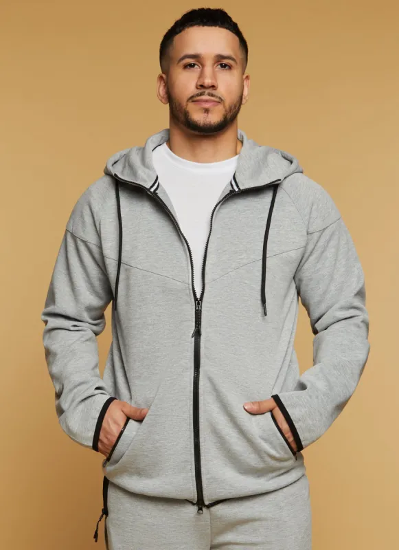 Mens Contrast Trim Zip Front Hoodie sold by Rainbow
