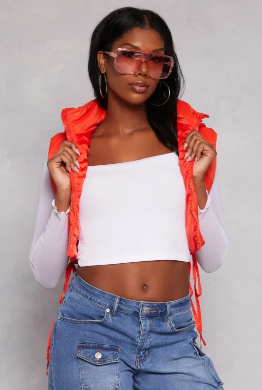 Mesh Sleeve Square Neck Long Sleeve Top sold by Rainbow