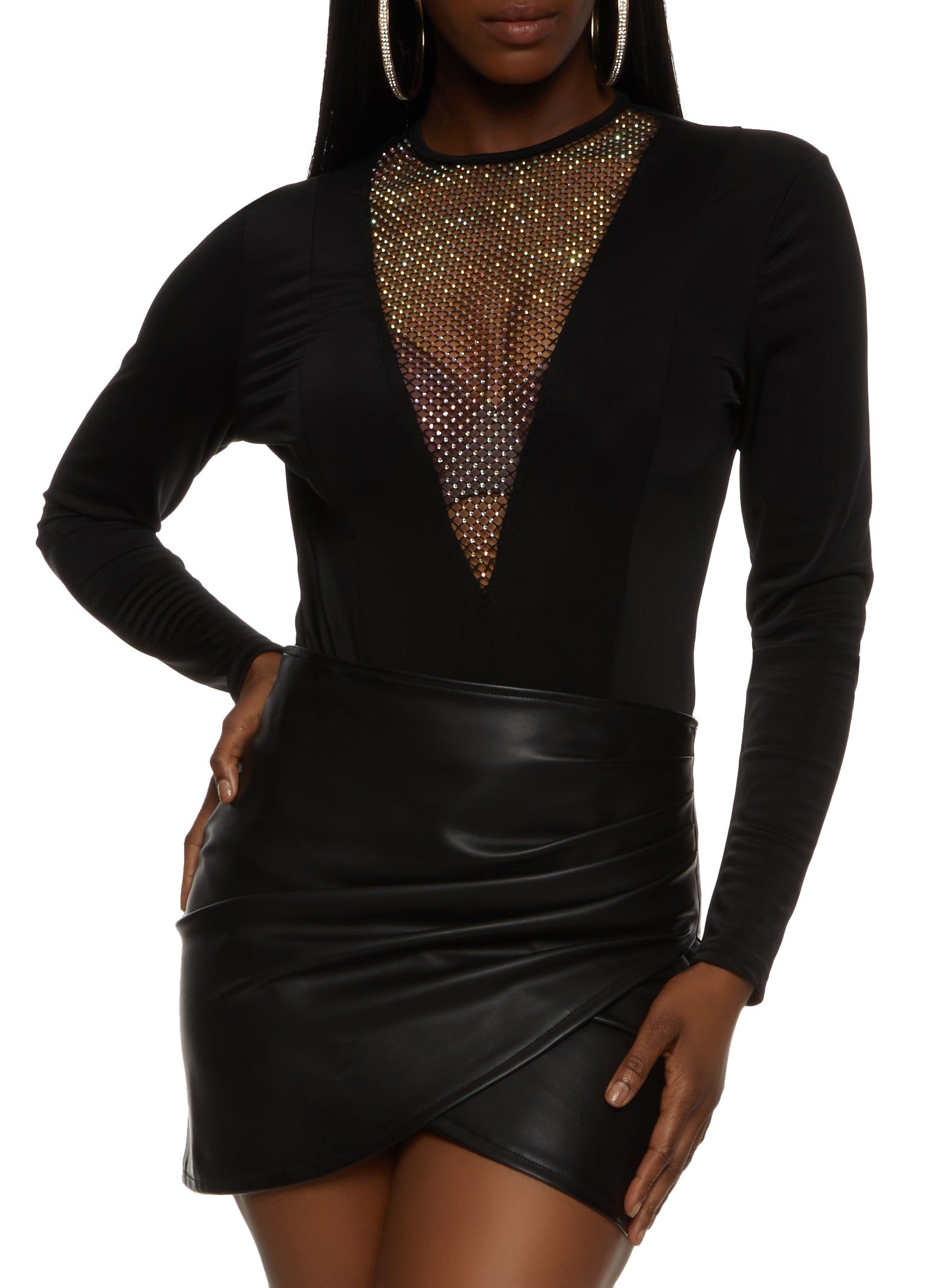 Rhinestone Fishnet Insert Bodysuit sold by Rainbow product image thumbnail 2