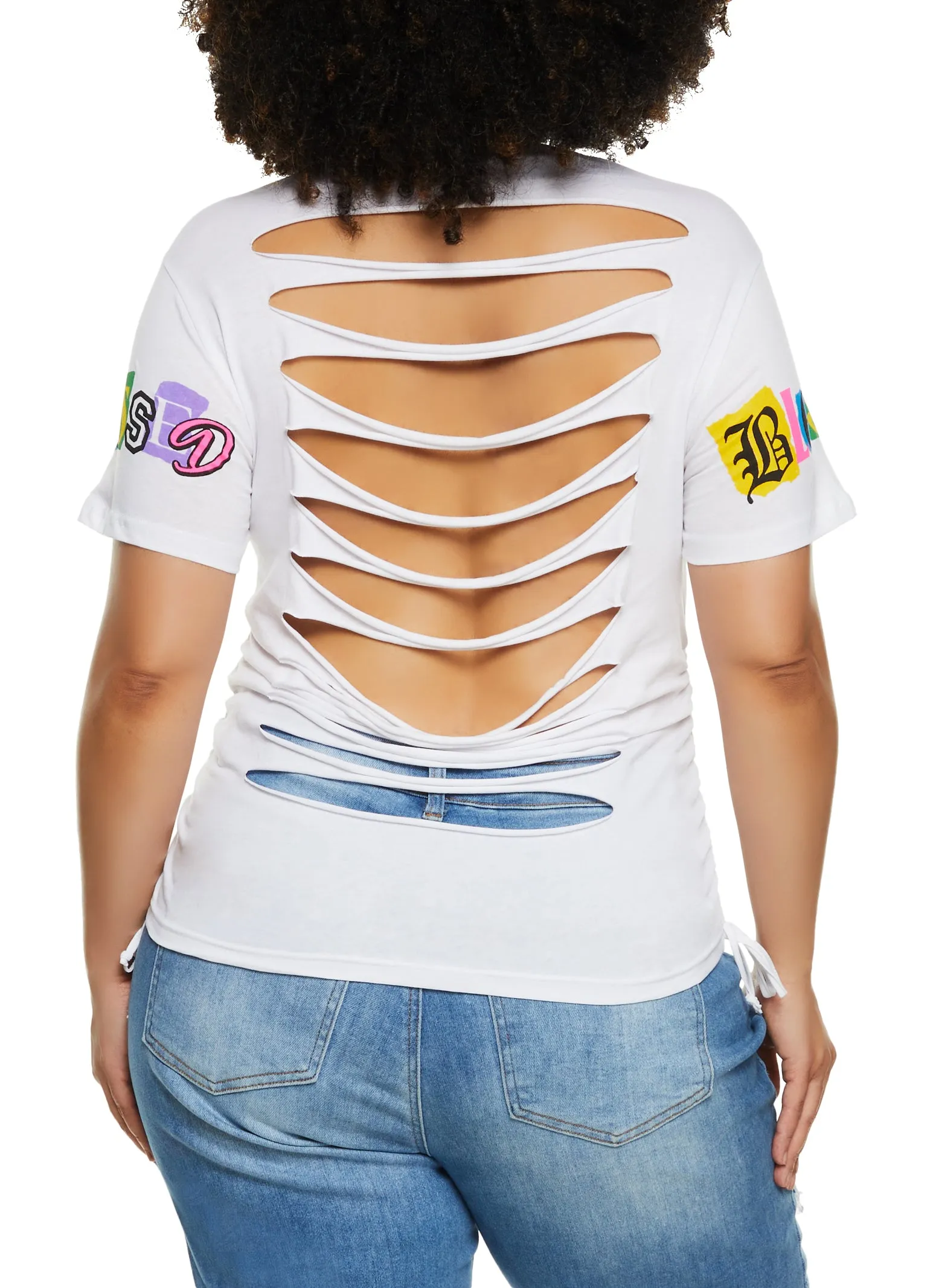 Plus Size Rhinestone Blessed Life Bear Laser Cut Graphic Tee sold by Rainbow product image thumbnail 3