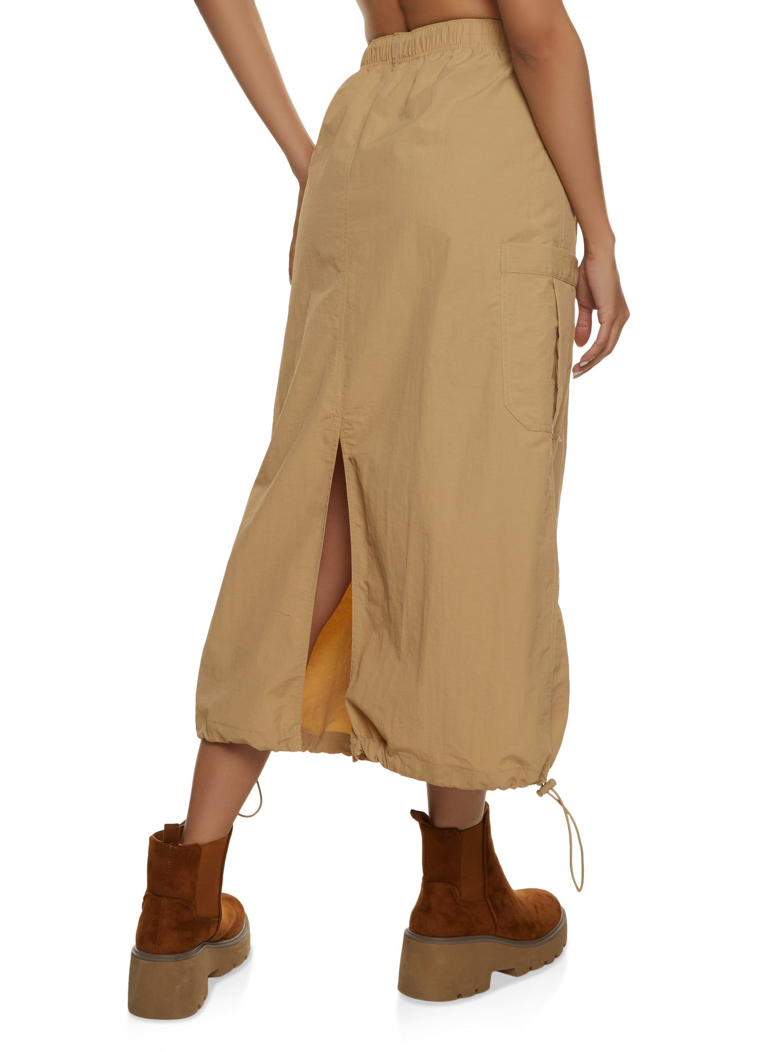 Toggle Drawstring Hem Cargo Pocket Maxi Skirt sold by Rainbow product image thumbnail 3