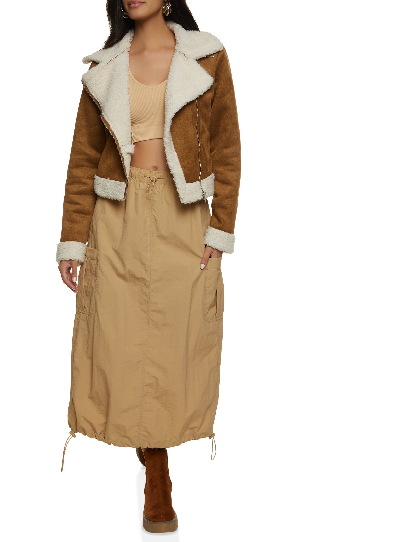 Toggle Drawstring Hem Cargo Pocket Maxi Skirt sold by Rainbow product image thumbnail 2