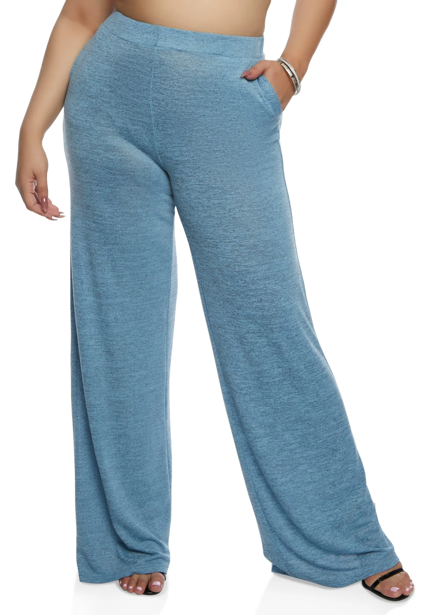 Plus Size Daisy Brushed Knit High Waist Wide Leg Pants sold by Rainbow product image thumbnail 2
