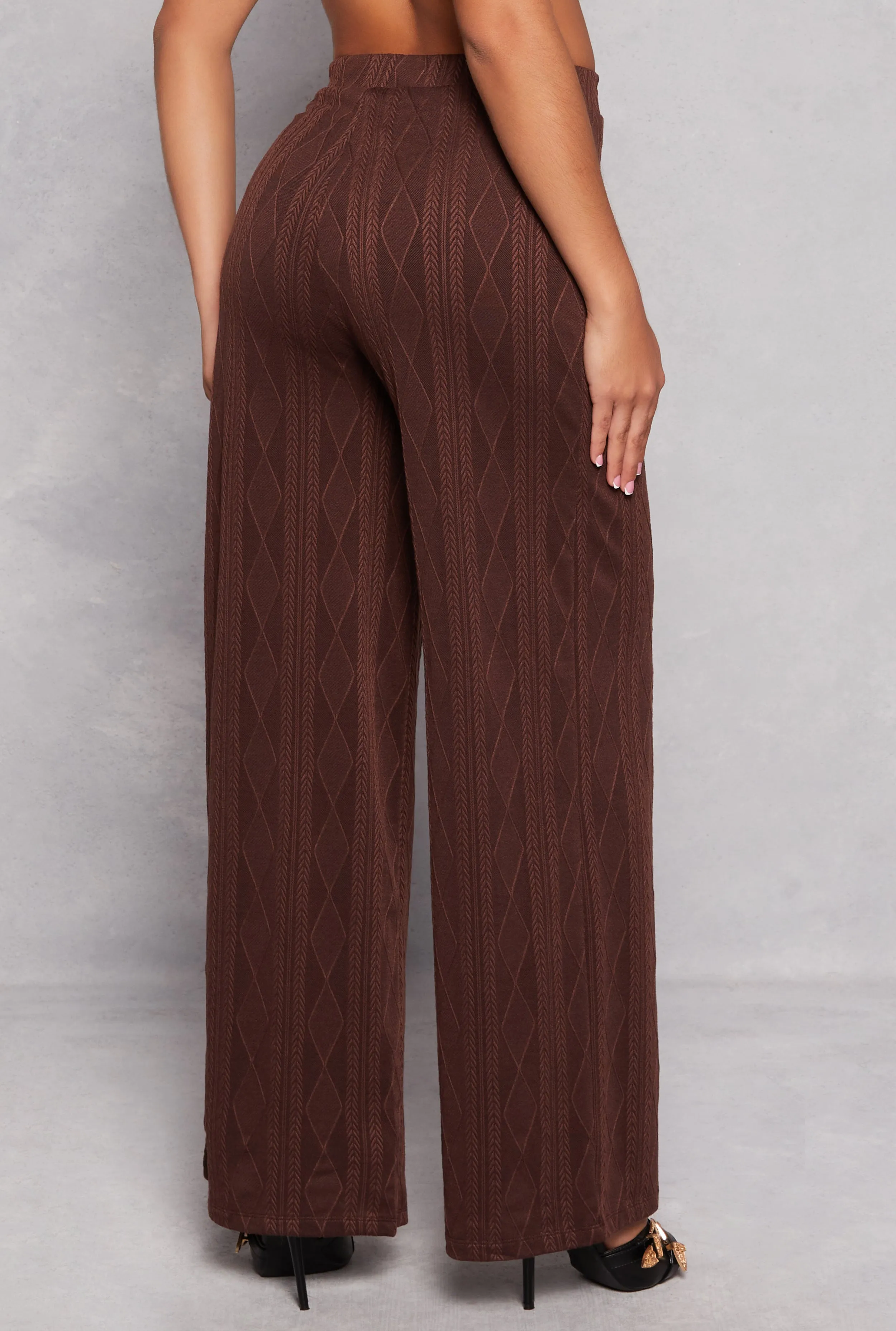 Cable Knit High Waist Wide Leg Pants sold by Rainbow product image thumbnail 3