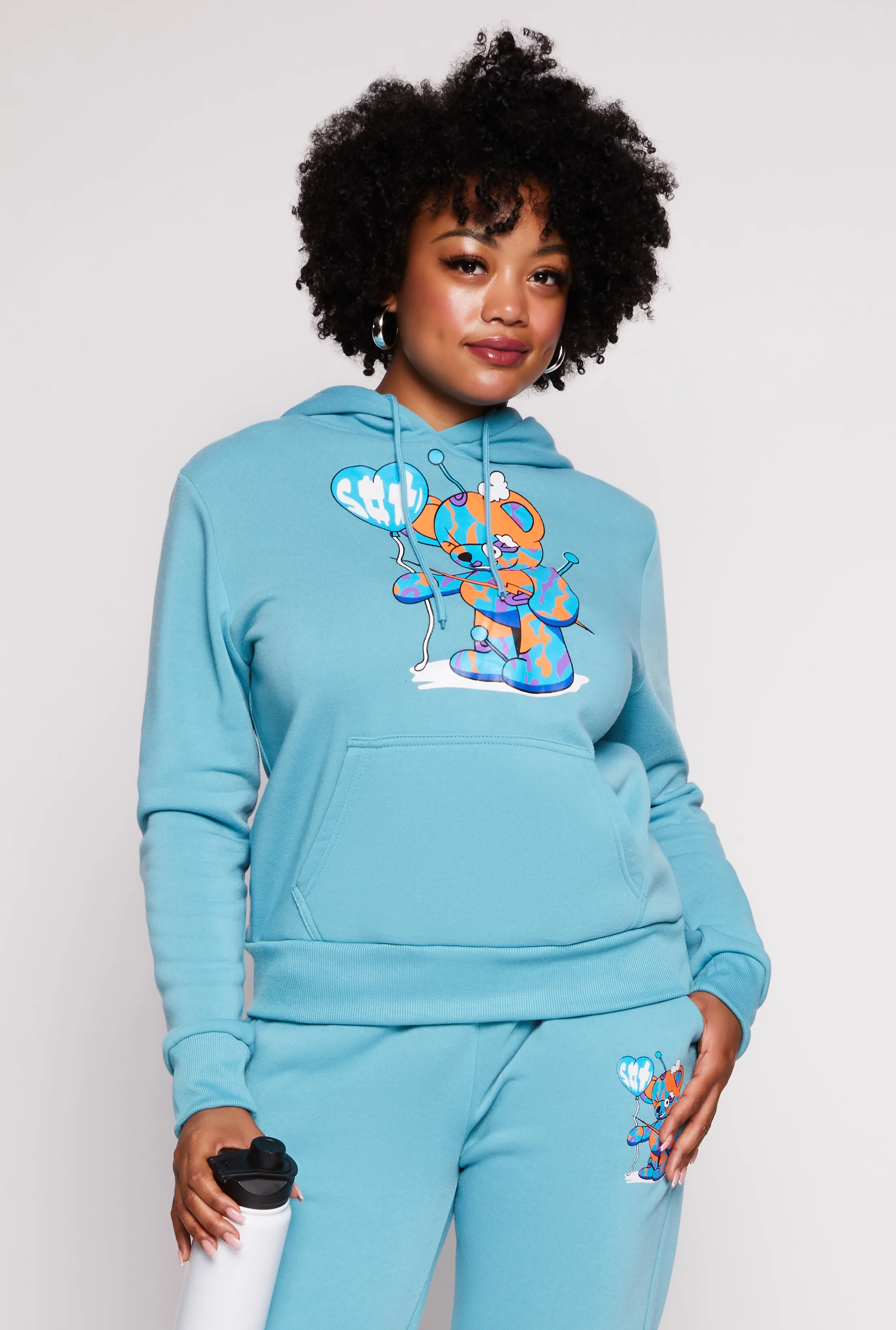 Plus Size Bear Graphic Pullover Hoodie sold by Rainbow