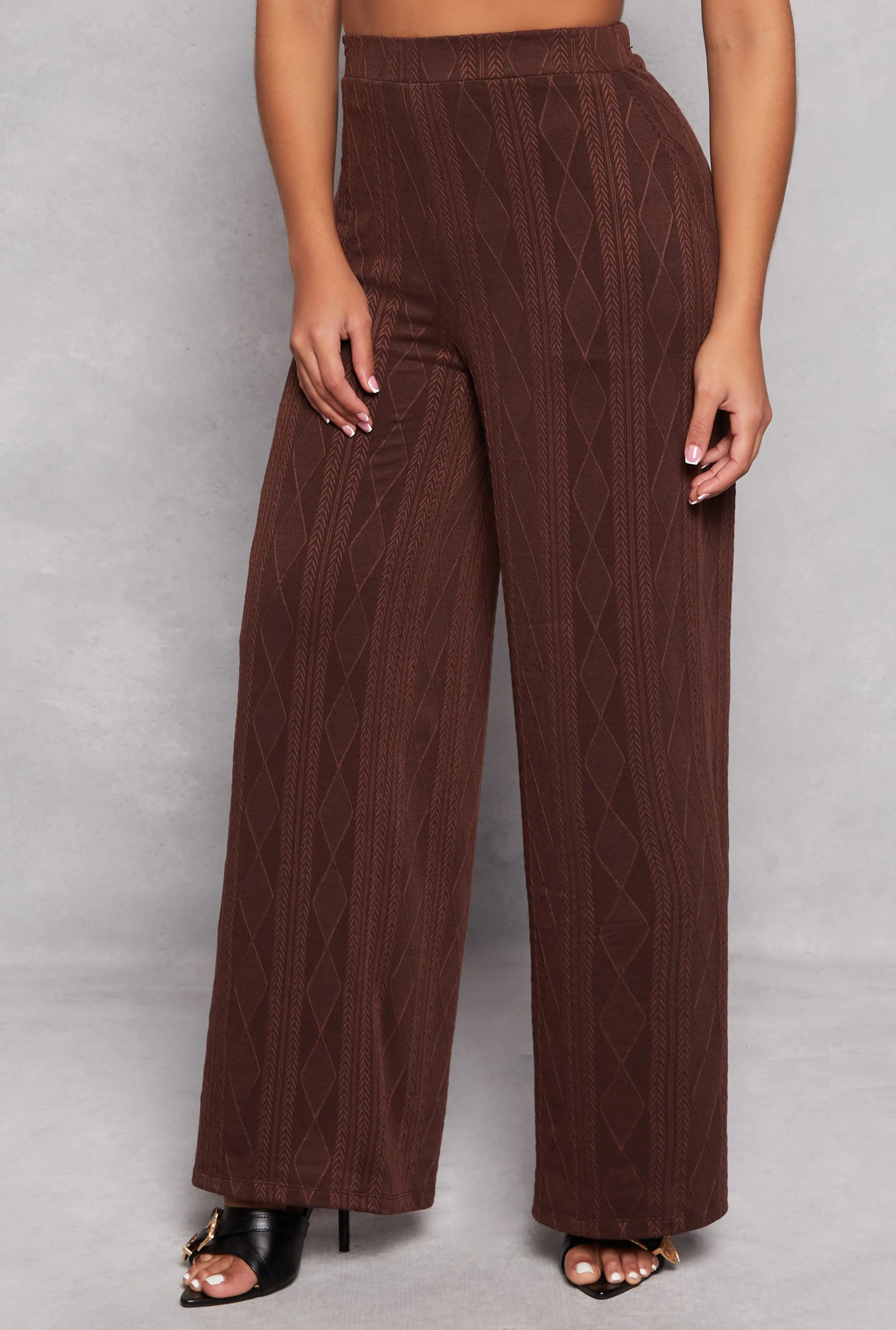 Cable Knit High Waist Wide Leg Pants sold by Rainbow product image thumbnail 2