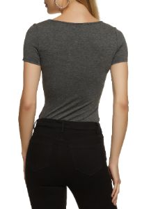 Solid Short Sleeve Square Neck Bodysuit sold by Rainbow