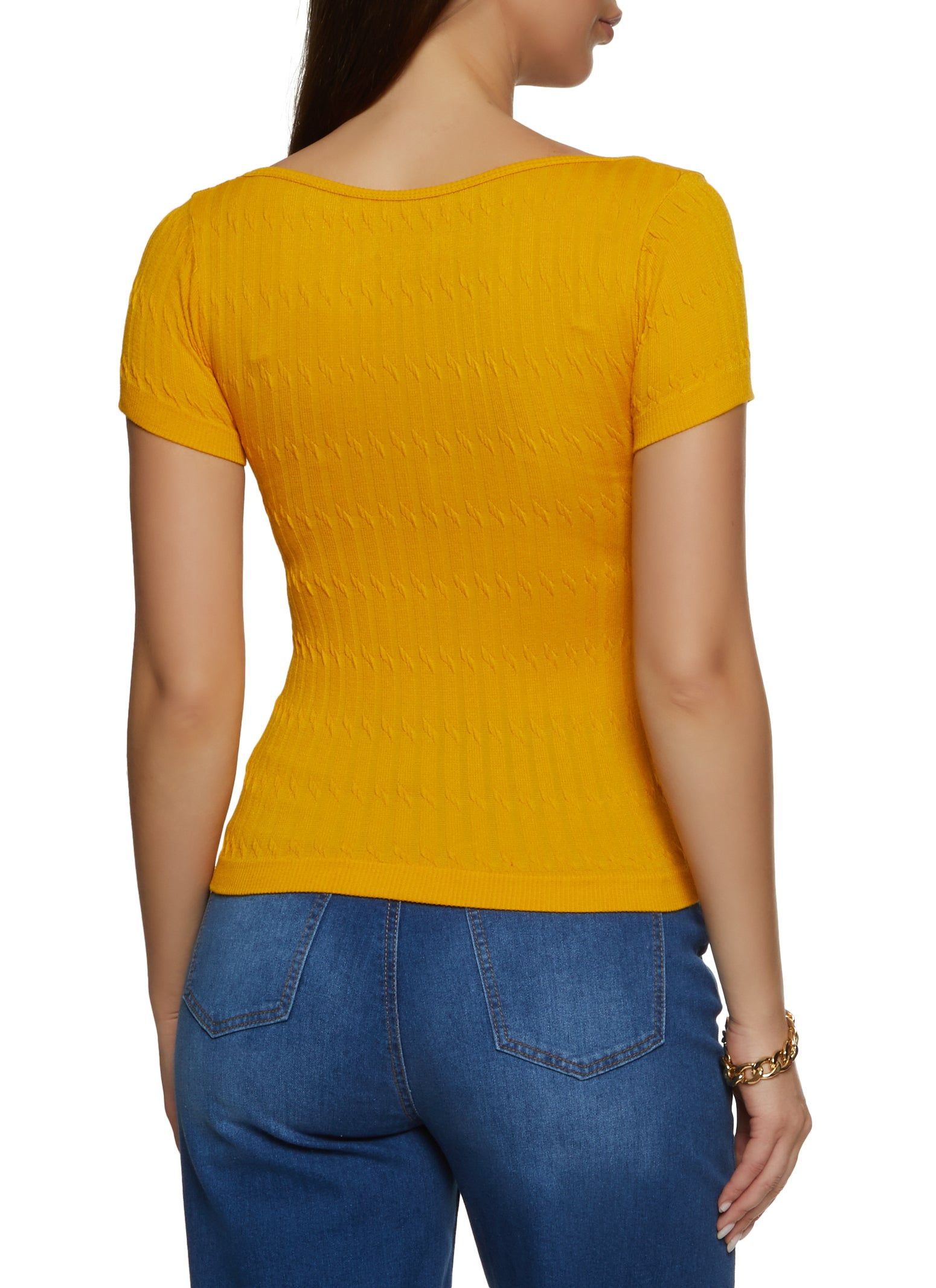 Textured Knit Square Neck Seamless Top sold by Rainbow product image thumbnail 2