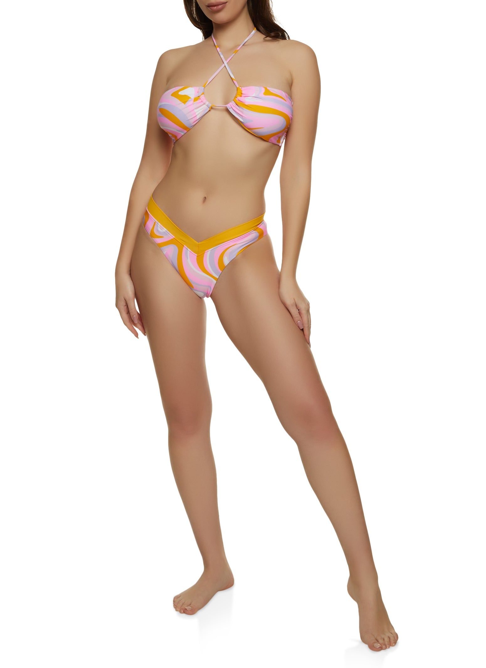 Swirl Print Keyhole Bandeau Swim Bikini Top sold by Rainbow product image thumbnail 2