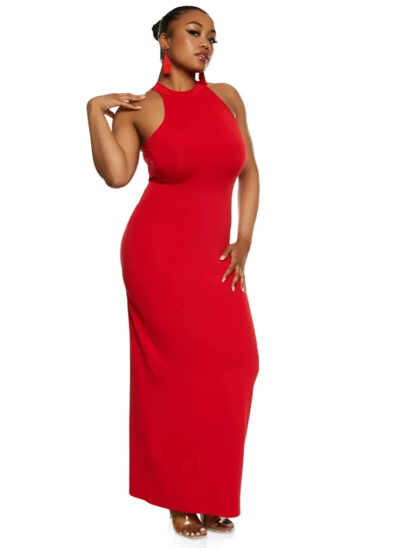Plus Size Daisy Mock Neck Sleeveless Maxi Dress sold by Rainbow