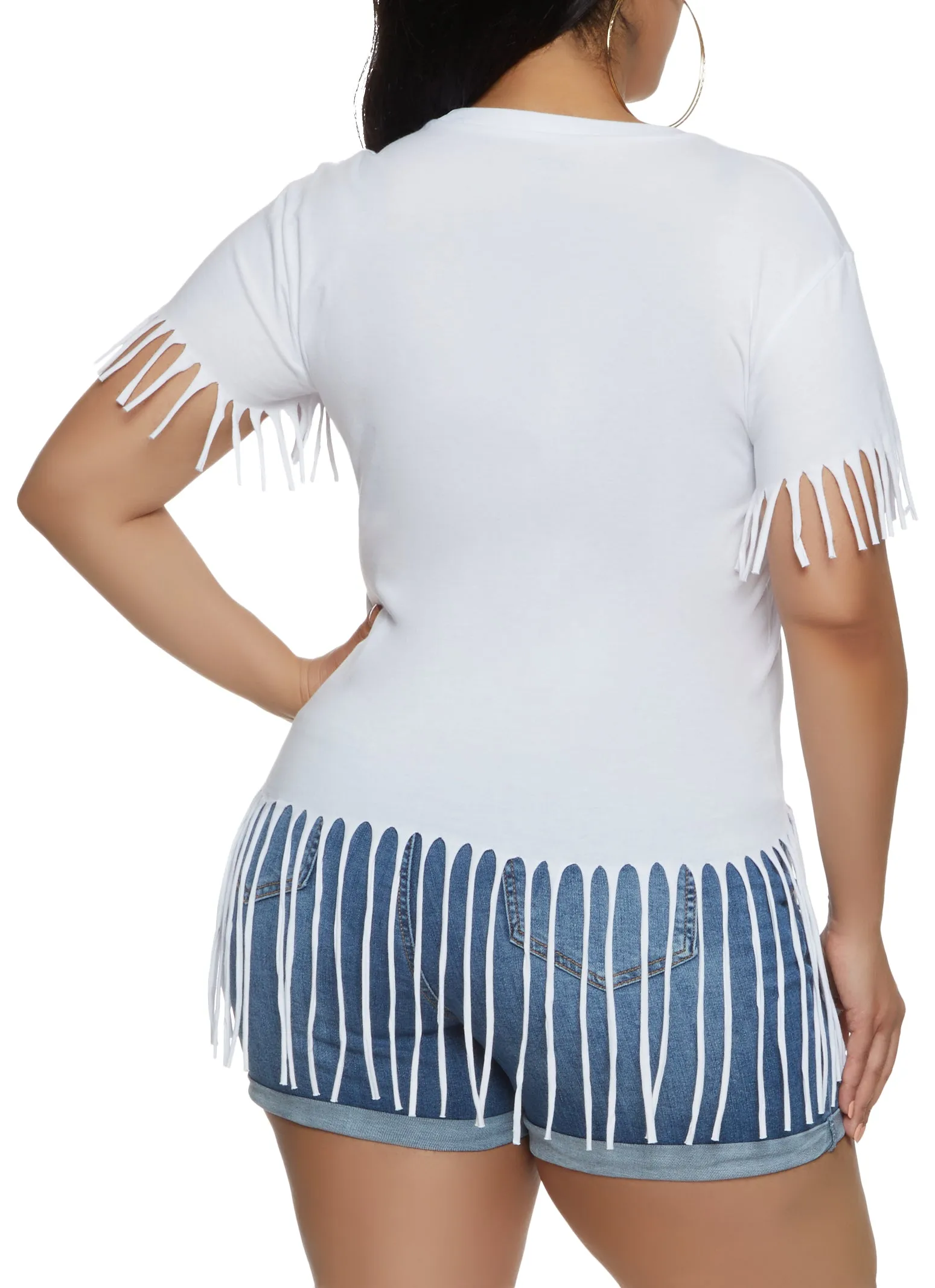 Plus Size Fringe Crew Neck T Shirt sold by Rainbow product image thumbnail 2