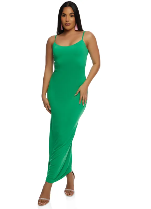 Haute Monde Spaghetti Strap Cami Maxi Slip Dress sold by Rainbow