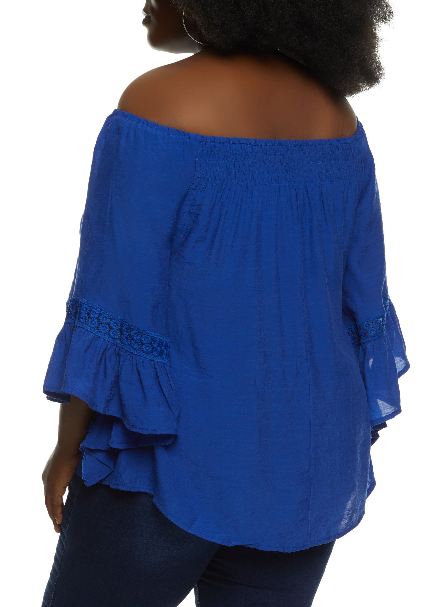 Plus Size Daisy Crochet Detail Bell Sleeve Blouse sold by Rainbow product image thumbnail 2