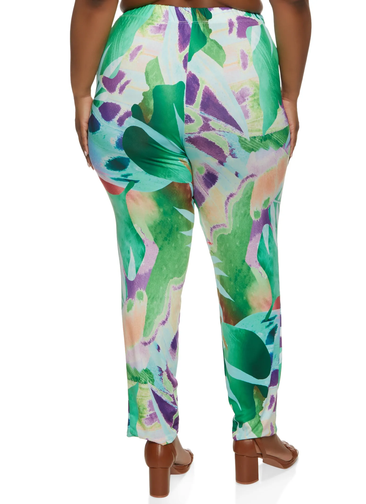 Plus Size Tropical Leaf Print High Waisted Leggings sold by Rainbow product image thumbnail 2