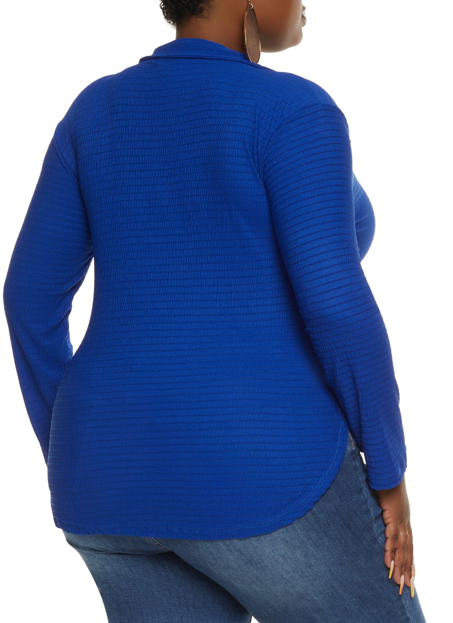 Plus Size Smocked Button Front Long Sleeve Shirt sold by Rainbow product image thumbnail 2