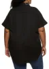 Plus Size Poplin Button Front High Low Shirt sold by Rainbow