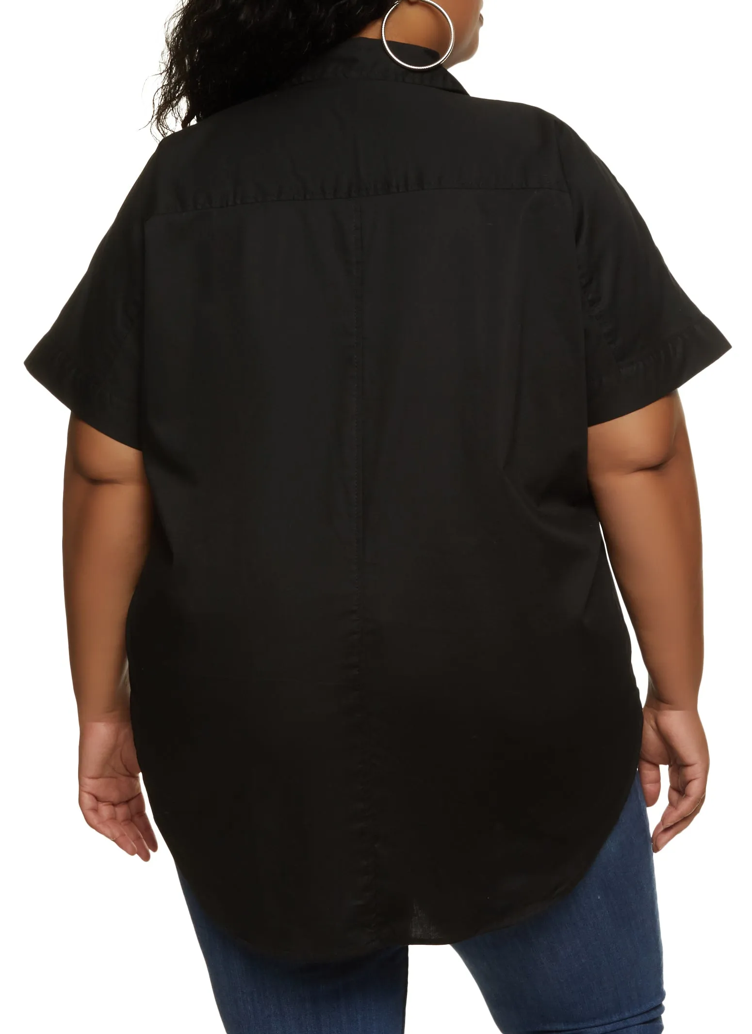 Plus Size Poplin Button Front High Low Shirt sold by Rainbow product image thumbnail 2