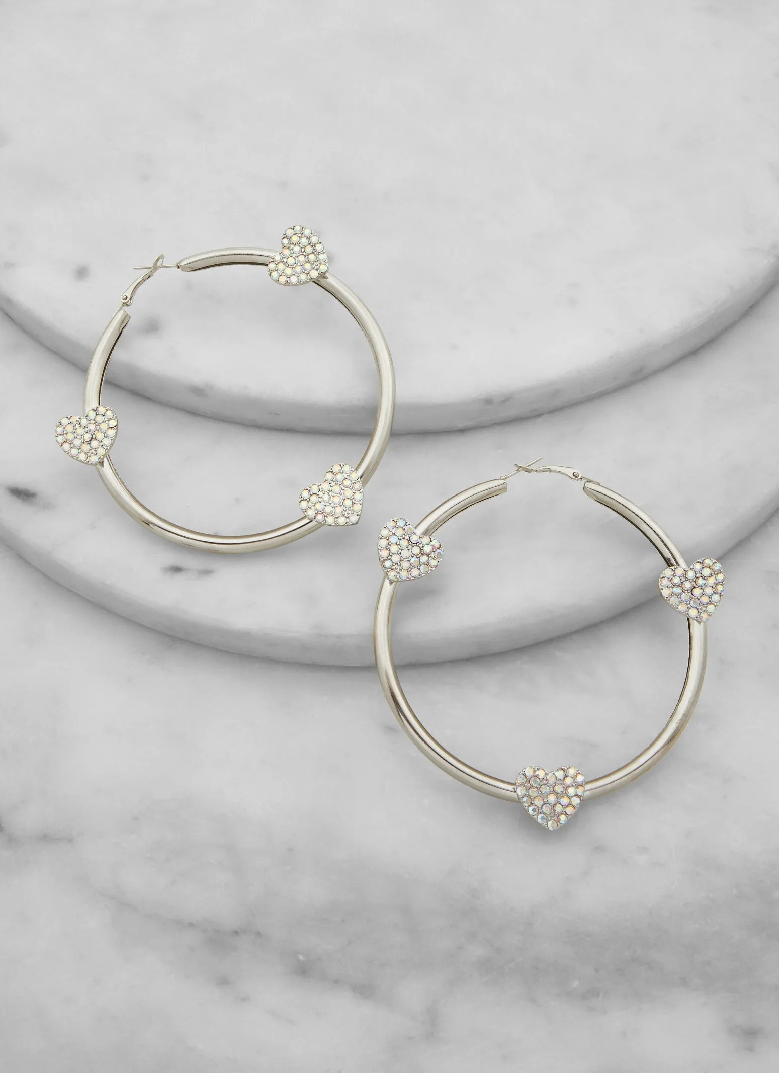 Pave Heart Hoop Earrings sold by Rainbow product image thumbnail 2