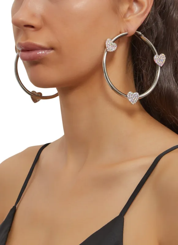 Pave Heart Hoop Earrings sold by Rainbow