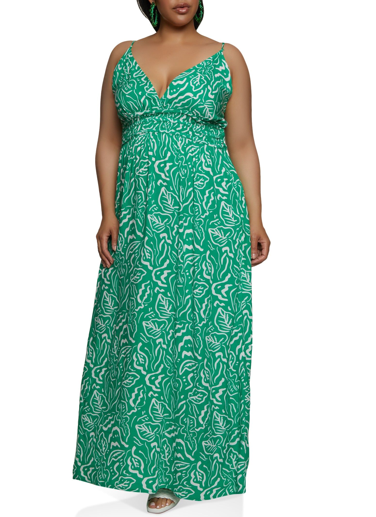 Plus Size Tropical Print Ruched Waist Maxi Dress sold by Rainbow product image thumbnail 2