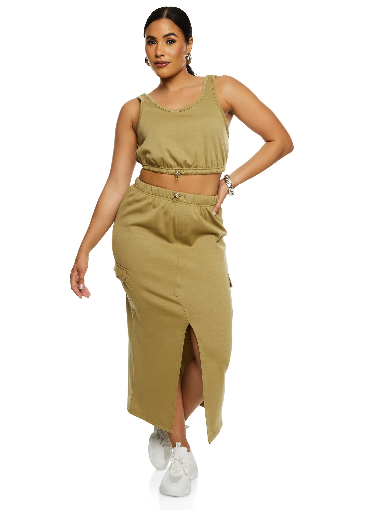 Almost Famous Toggle Drawstring Cargo Pocket Maxi Skirt sold by Rainbow