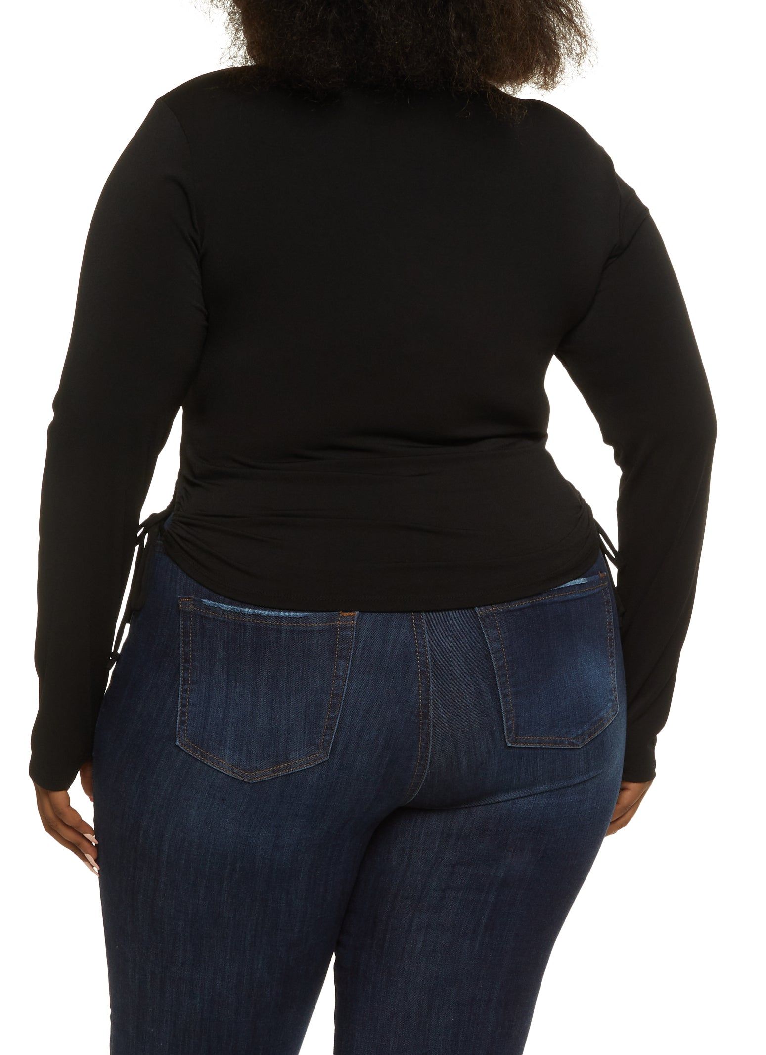 Plus Size Faux Wrap Keyhole Ruched Side Top sold by Rainbow product image thumbnail 2