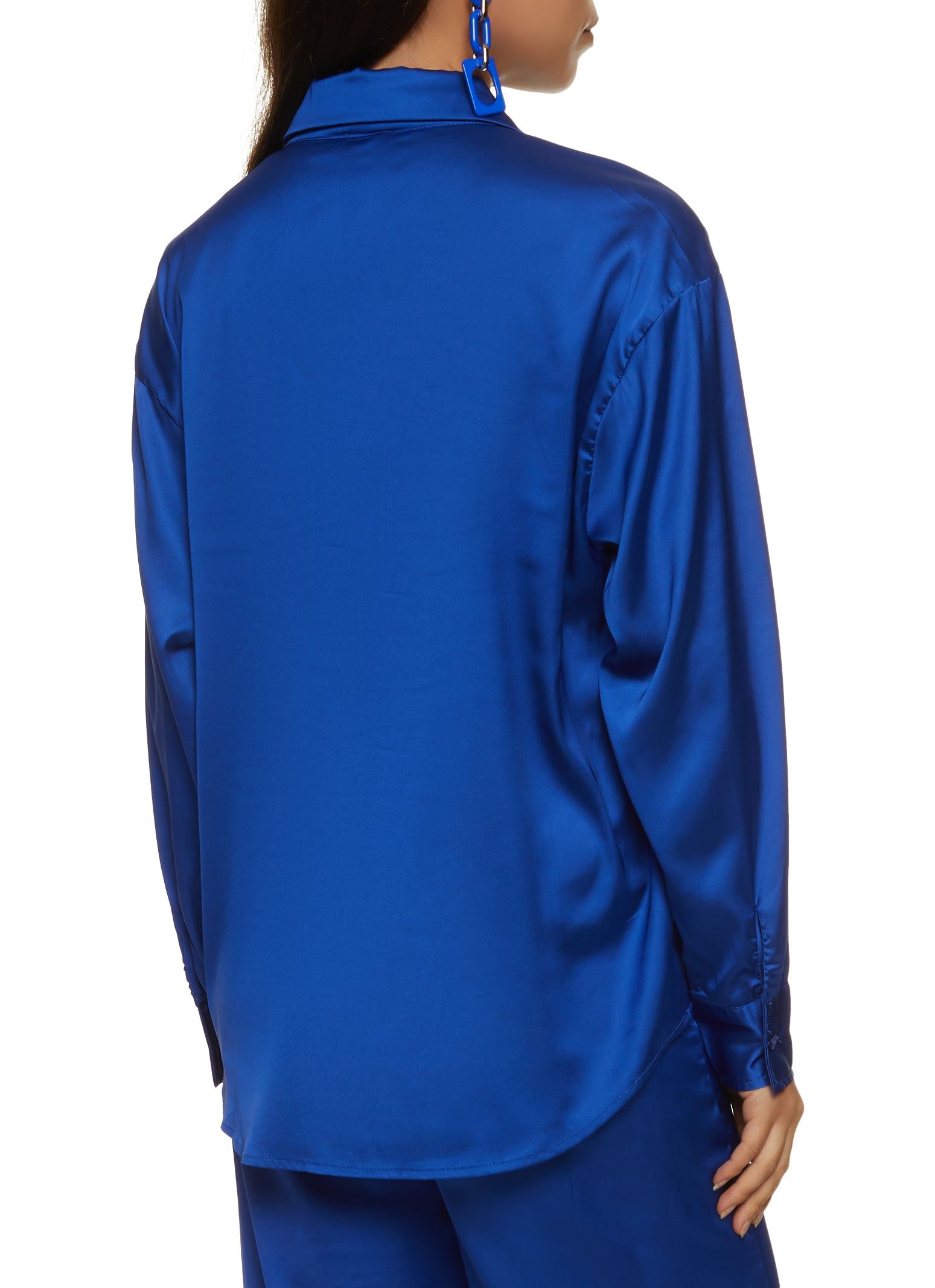 Satin Button Front Tunic Shirt sold by Rainbow product image thumbnail 3