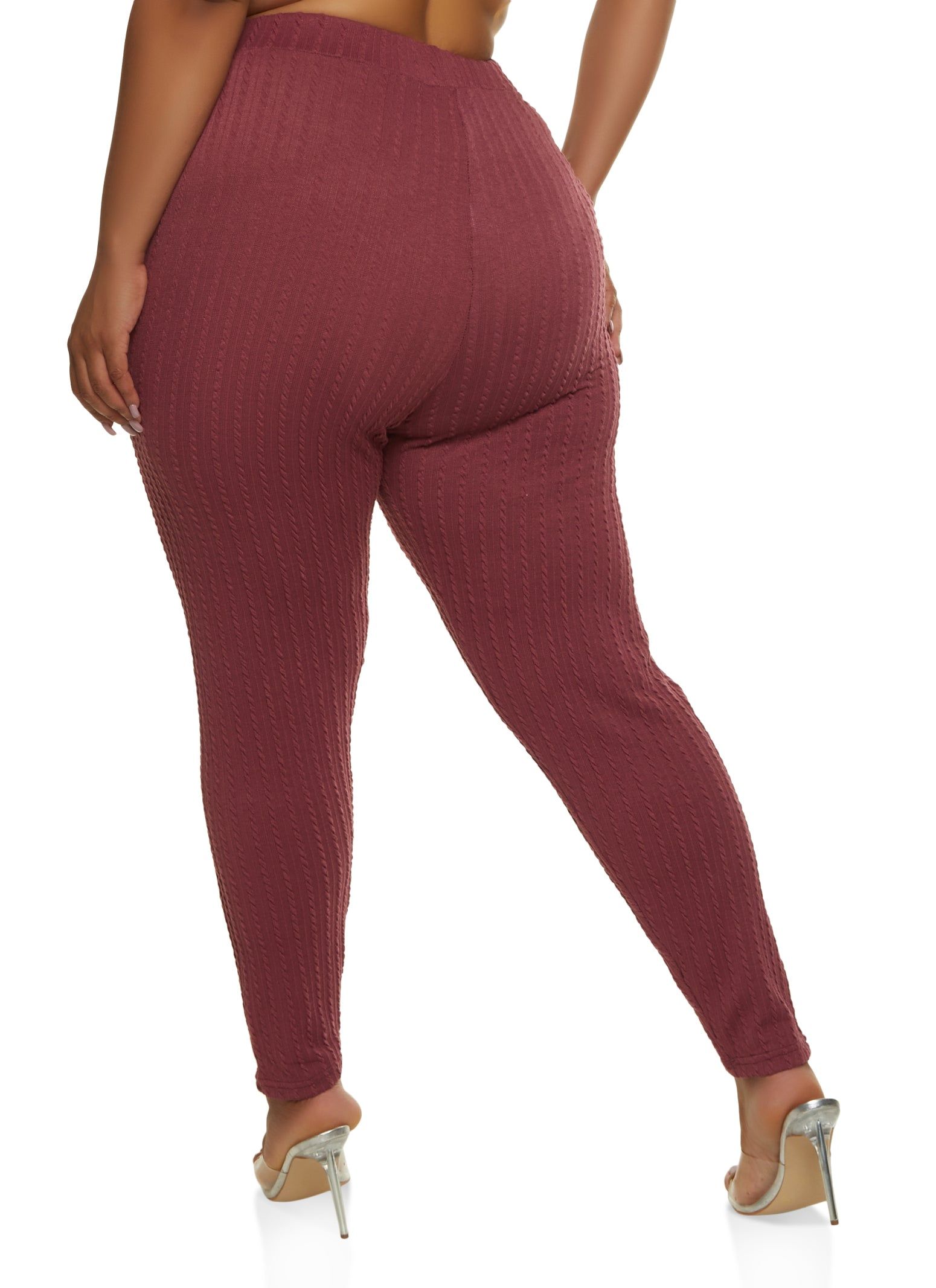 Plus Size Textured Knit High Waist Leggings sold by Rainbow product image thumbnail 2