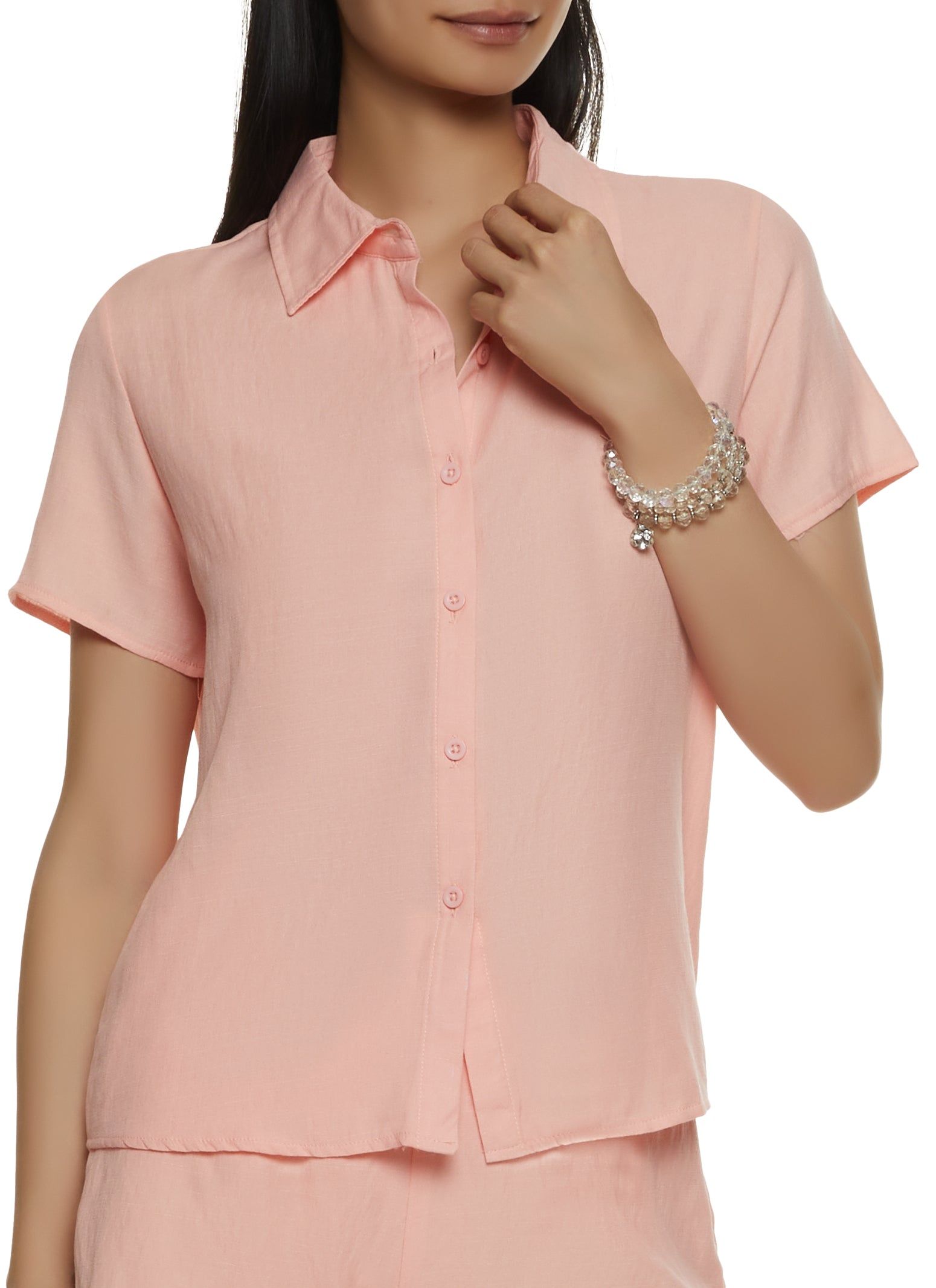 Solid Button Down Short Sleeve Shirt sold by Rainbow