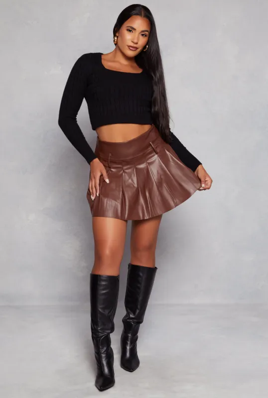 Faux Leather Pleated Skirt | Parallel