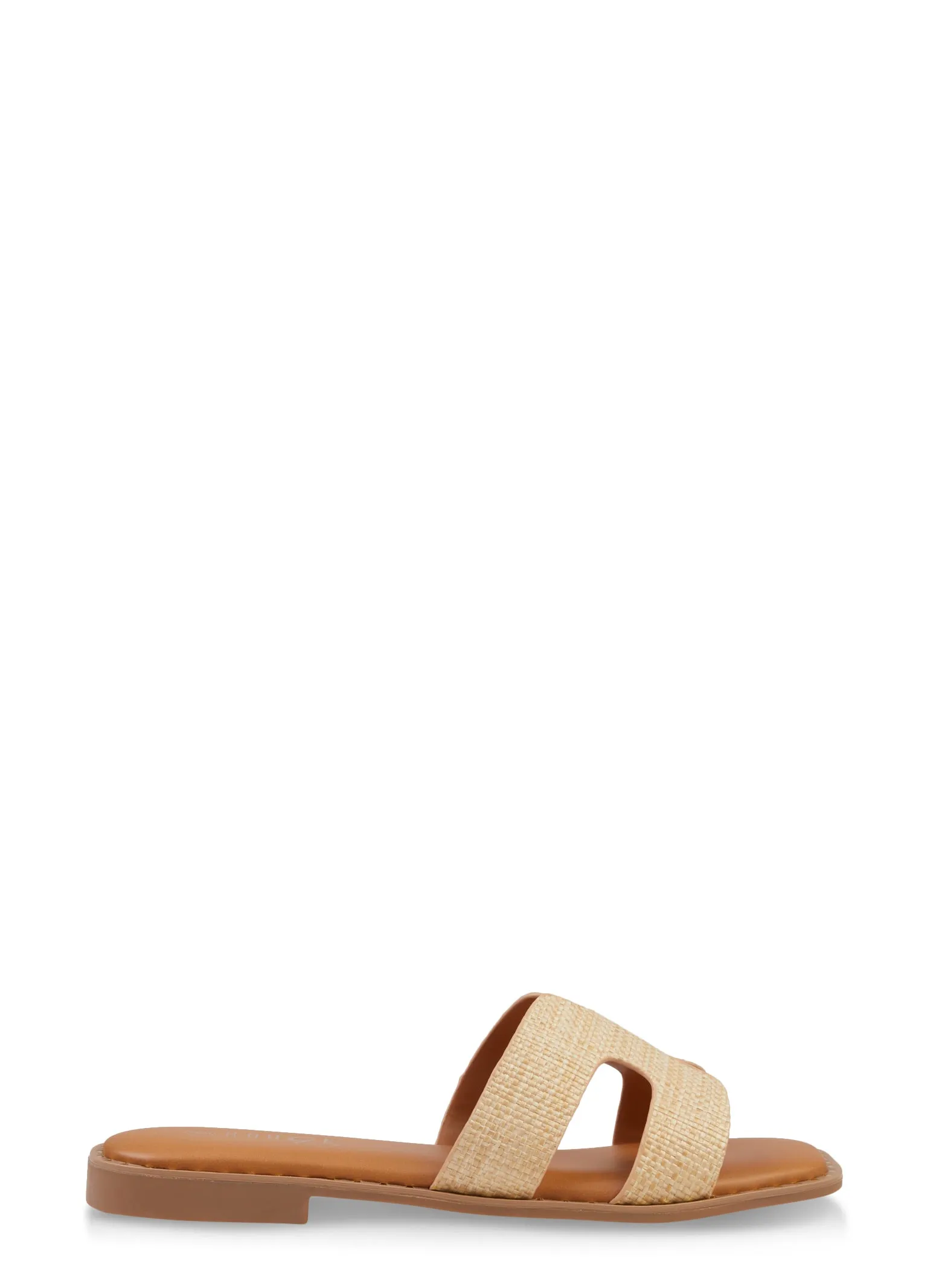 Studded Trim Straw Cut Out Band Slide Sandals sold by Rainbow product image thumbnail 2